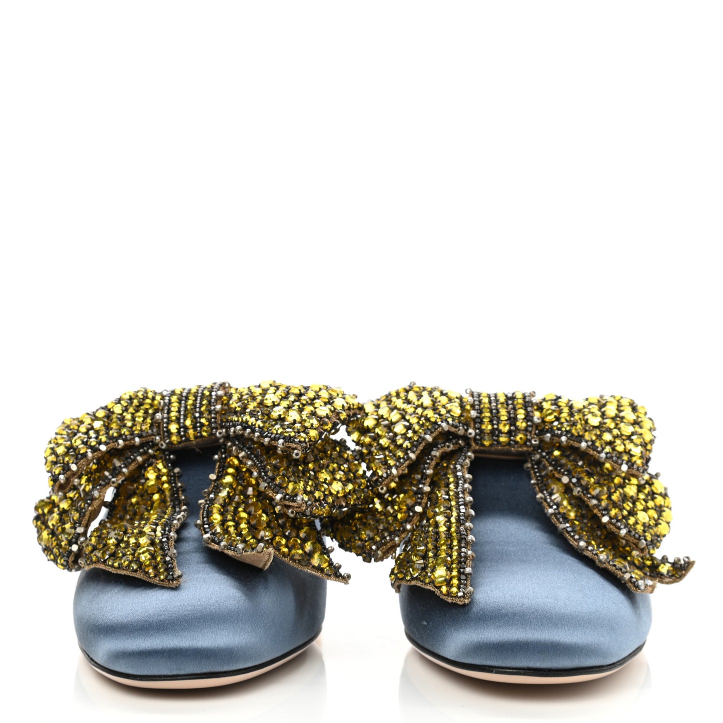 Silk Satin Crystal Embellished Bow Mules 38 Carta Zucchero