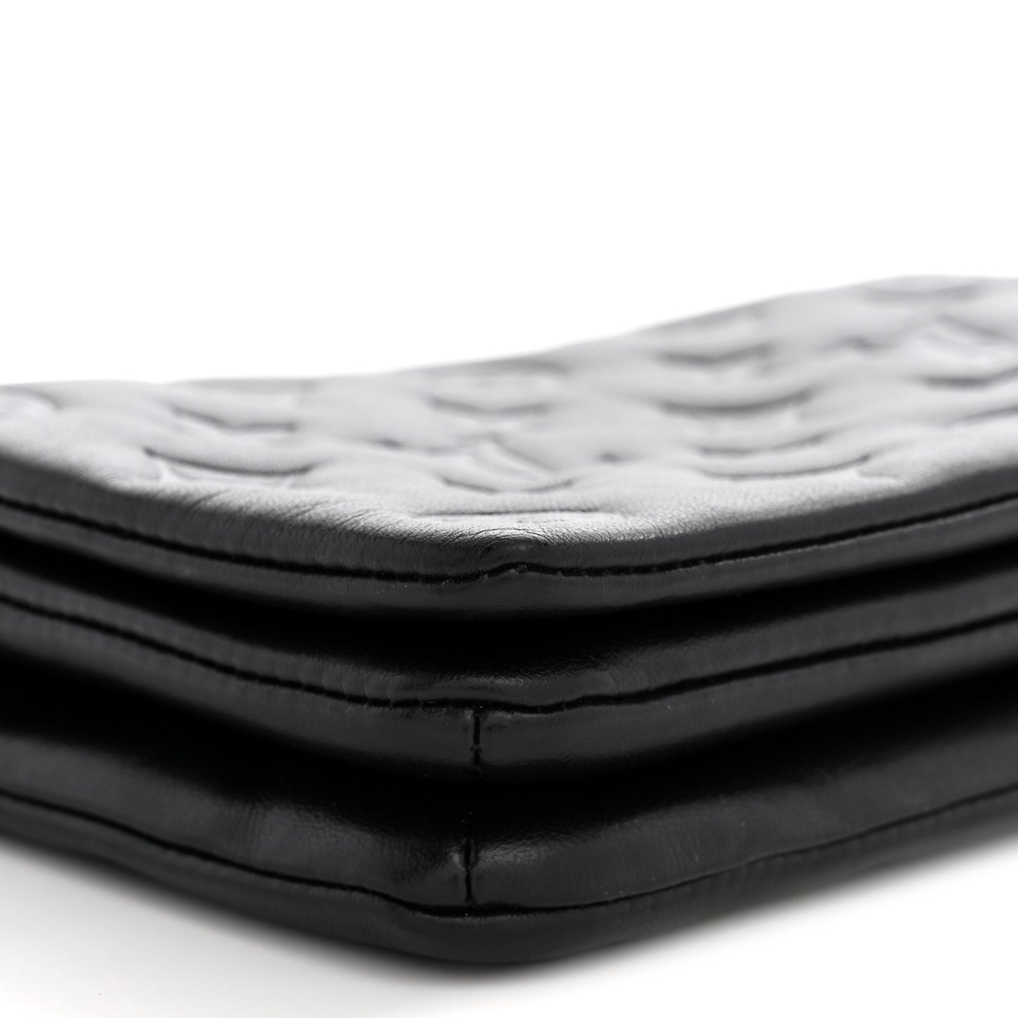 Lambskin Embossed Monogram Pochette Coussin Black