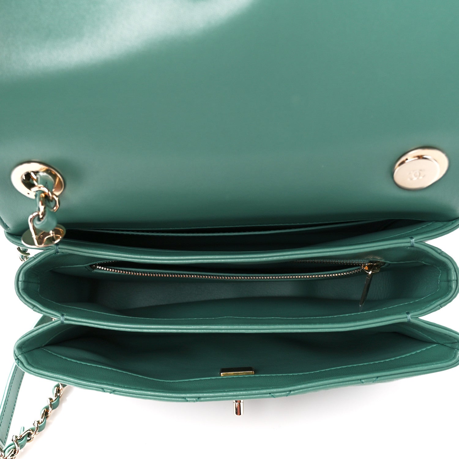 Chanel Lambskin Quilted Small Trendy CC Flap Dual Handle Bag Green 5 of 12