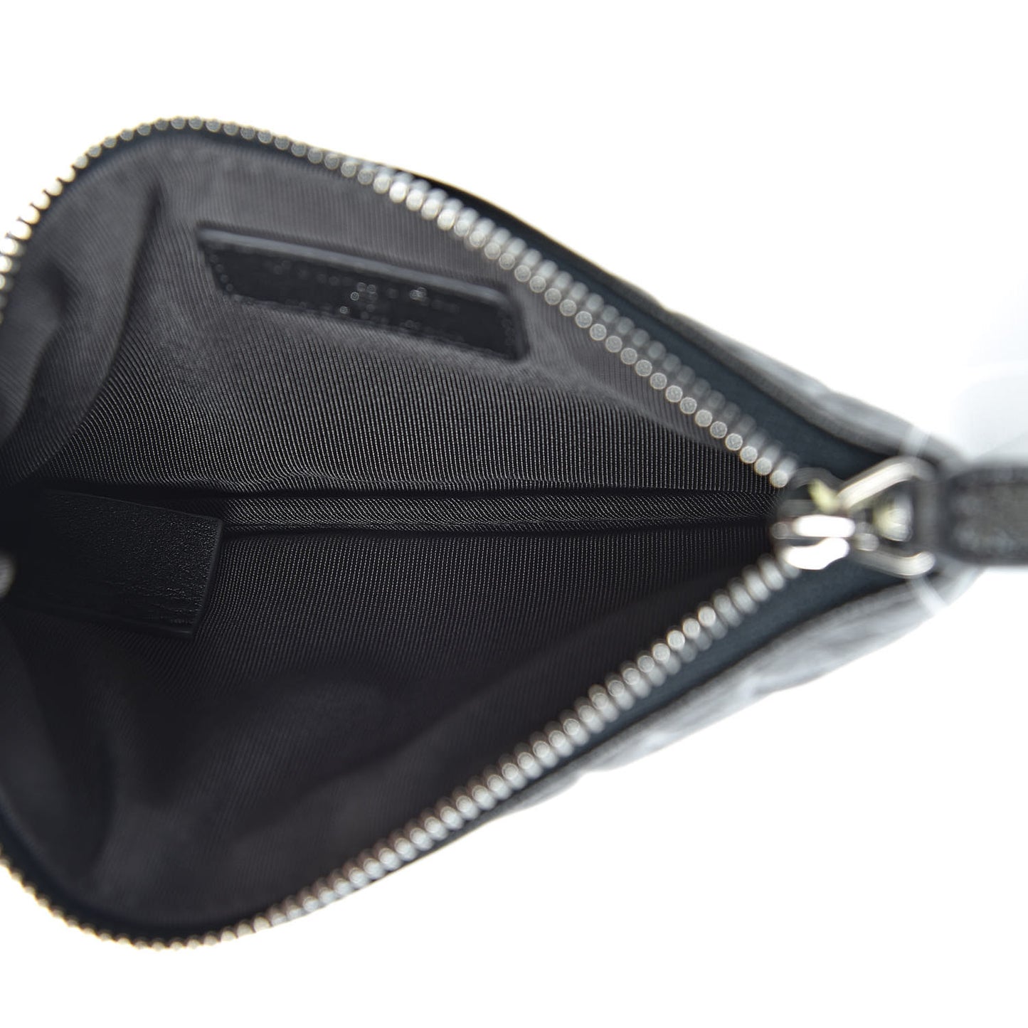 Goatskin Camellia Embossed Cosmetic Pouch Anthracite