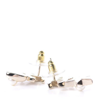 Chanel Crystal Pearl Charming Winter CC Star Heart Earrings Gold 2 of 5