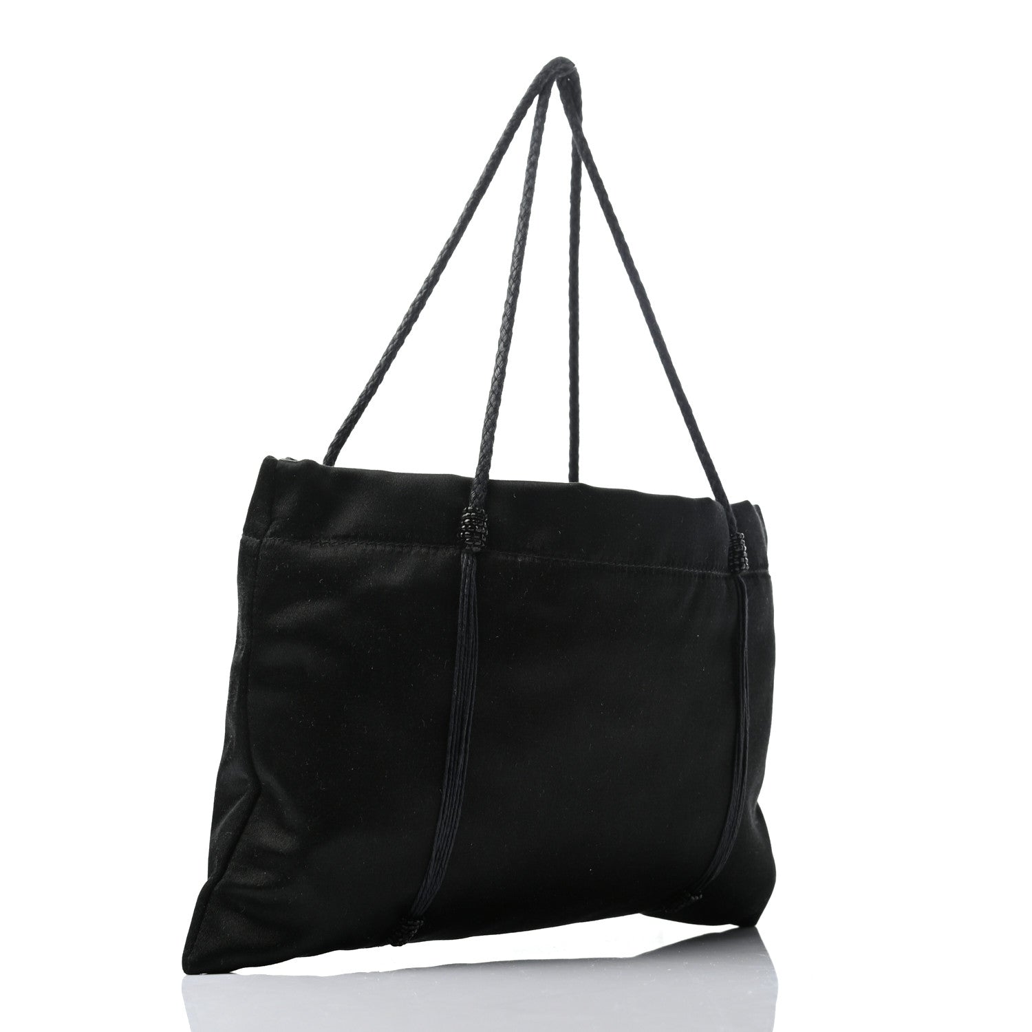 Prada Satin Beaded Mini Tote Bag Black 3 of 7