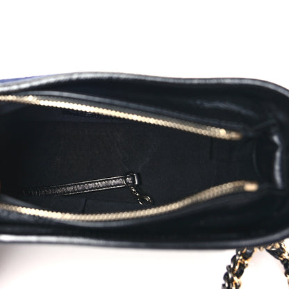 Chanel Calfskin Wool Embroidered Paris Hamburg Medium Gabrielle Hobo Dark Navy Blue 5 of 11