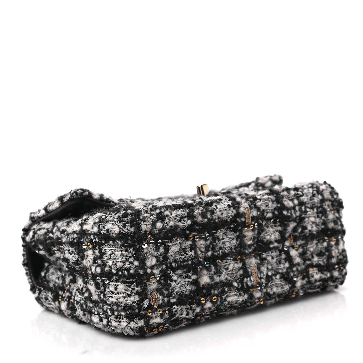 Chanel Glittered Tweed Quilted Mini Rectangular Flap Navy Blue 4 of 9