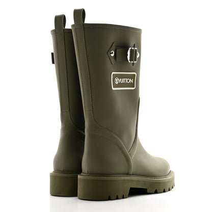 Louis Vuitton Rubber Calfskin Territory Flat Boots 36 Khaki 4 of 11