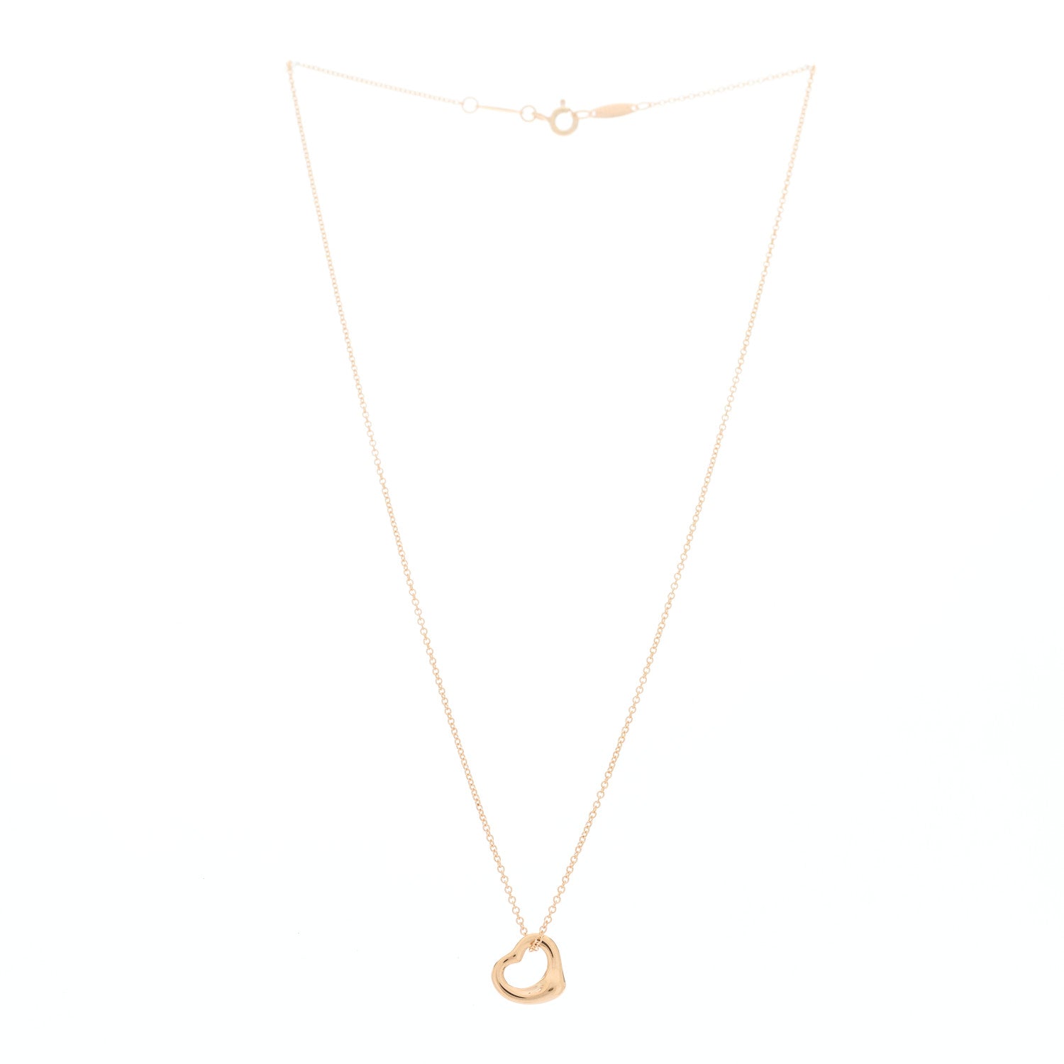 Tiffany 18K Rose Gold 11mm Elsa Peretti Open Heart Pendant Necklace 2 of 8