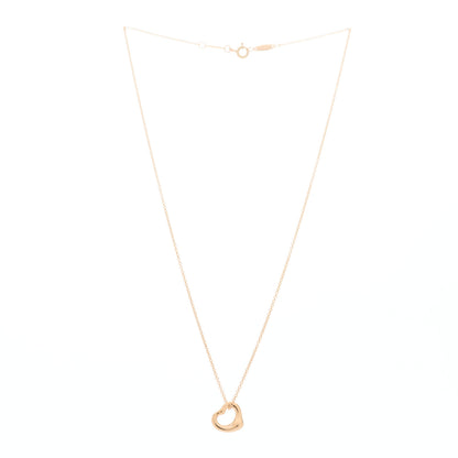 Tiffany 18K Rose Gold 11mm Elsa Peretti Open Heart Pendant Necklace 2 of 8