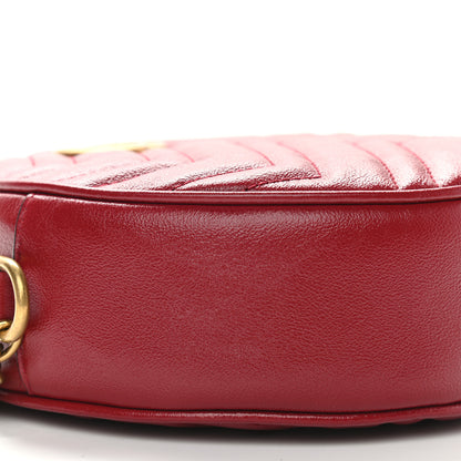 Gucci Glazed Calfskin Matelasse Heart Mini GG Marmont Round Shoulder Bag Romantic Cerise 10 of 11