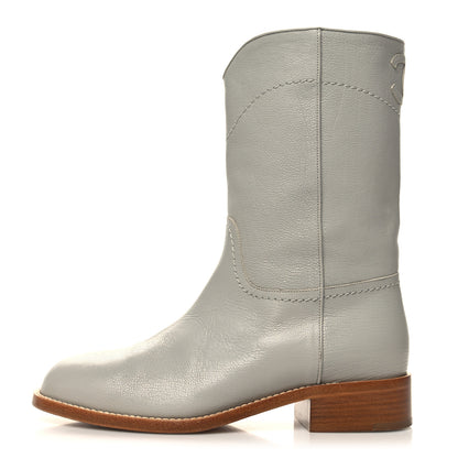Chanel Calfskin Ascot CC Boots 37 Gray 1 of 8