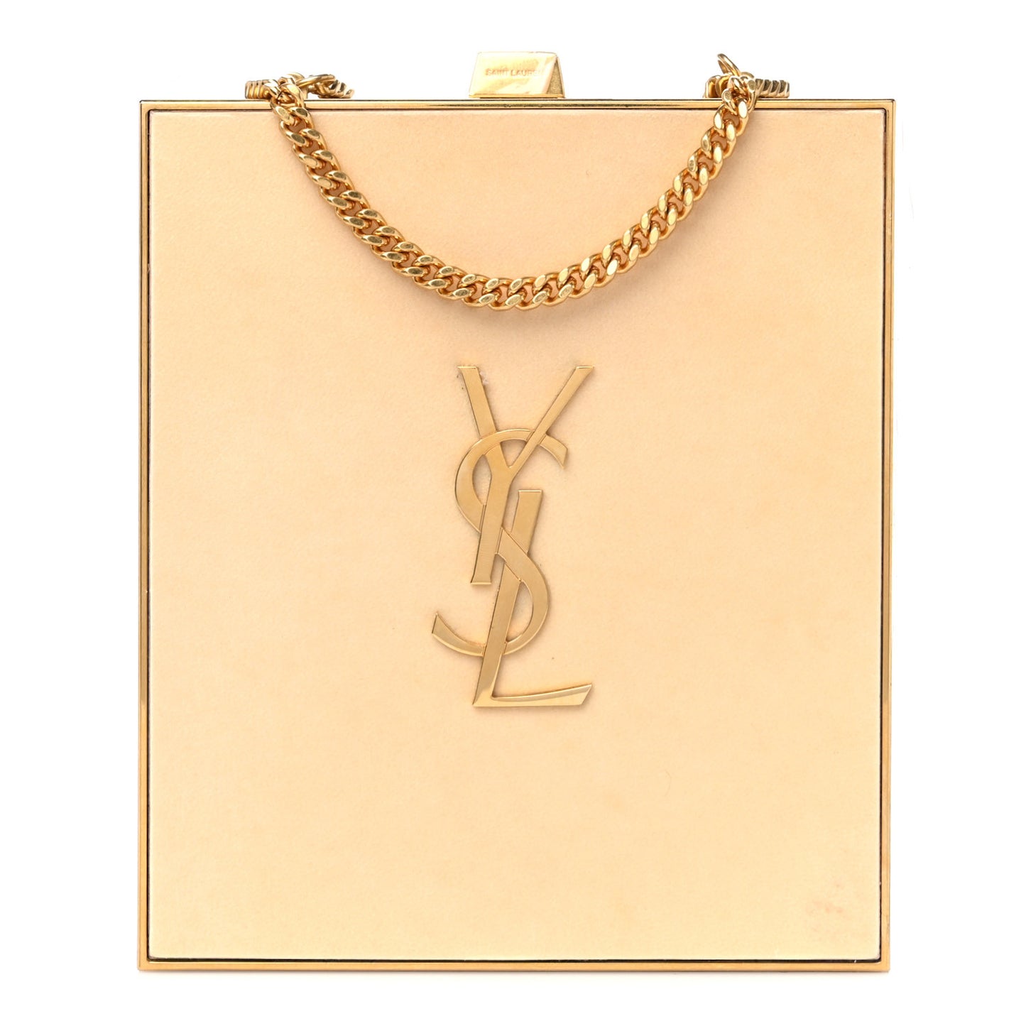 Plexiglass Monogram Minaudiere Tuxedo Box Clutch Pale Sun Oro Antico