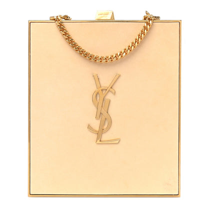 Saint Laurent Plexiglass Monogram Minaudiere Tuxedo Box Clutch Pale Sun Oro Antico 1 of 10