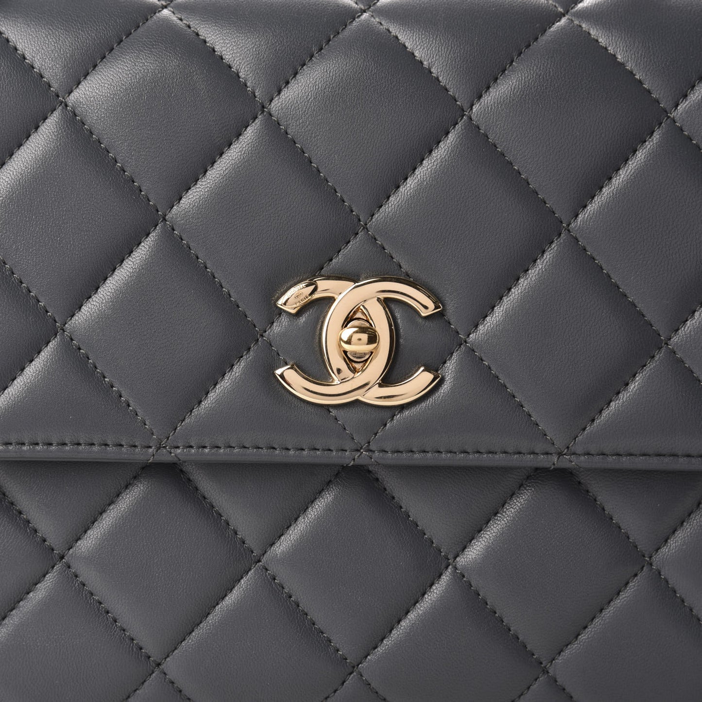 Lambskin Quilted Medium Trendy CC Flap Dual Handle Bag Grey