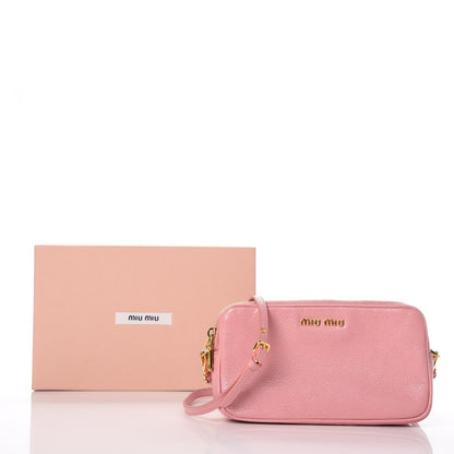 Miu Miu Goatskin Madras Double Zip Crossbody Bag Rosa 10 of 10