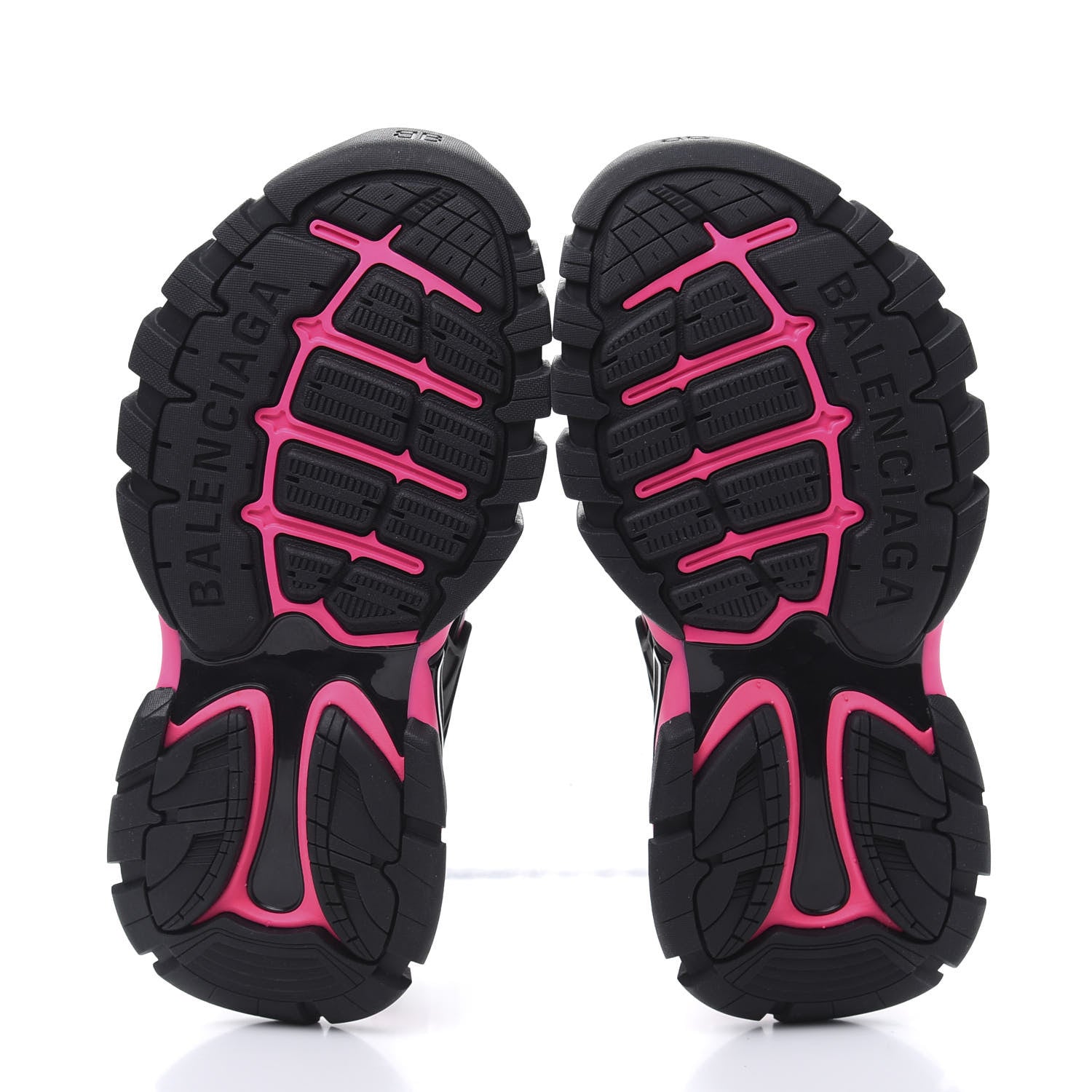 Balenciaga Rubber Neoprene Bi-Color Womens Track Sandals 37 Black Fluo Pink 6 of 8