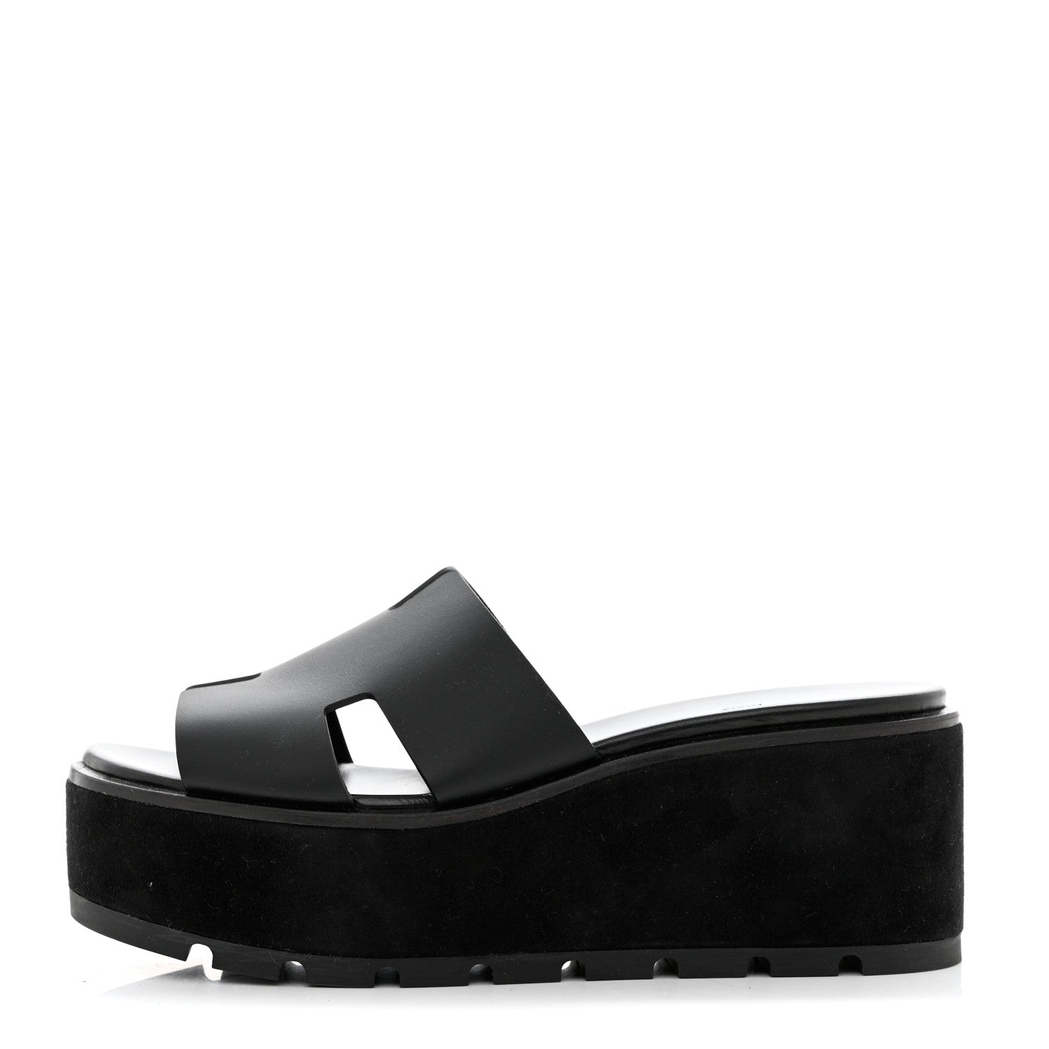 Hermes Calfskin Suede Eze 30 Sandals 39 Black 1 of 9
