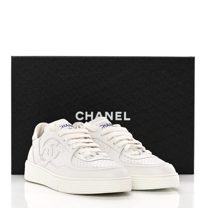 Chanel Calfskin CC Womens Sneakers 37.5 White 11 of 11