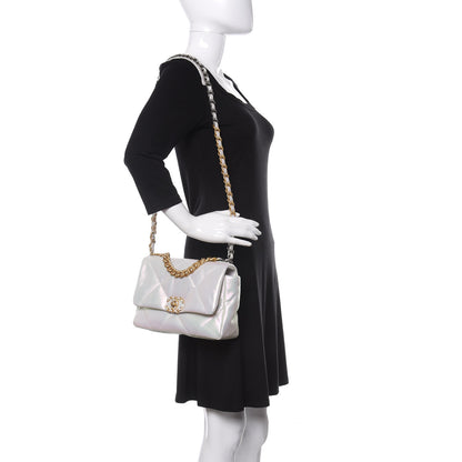 Chanel Iridescent Calfskin Quilted Medium Chanel 19 Flap White 2 of 11