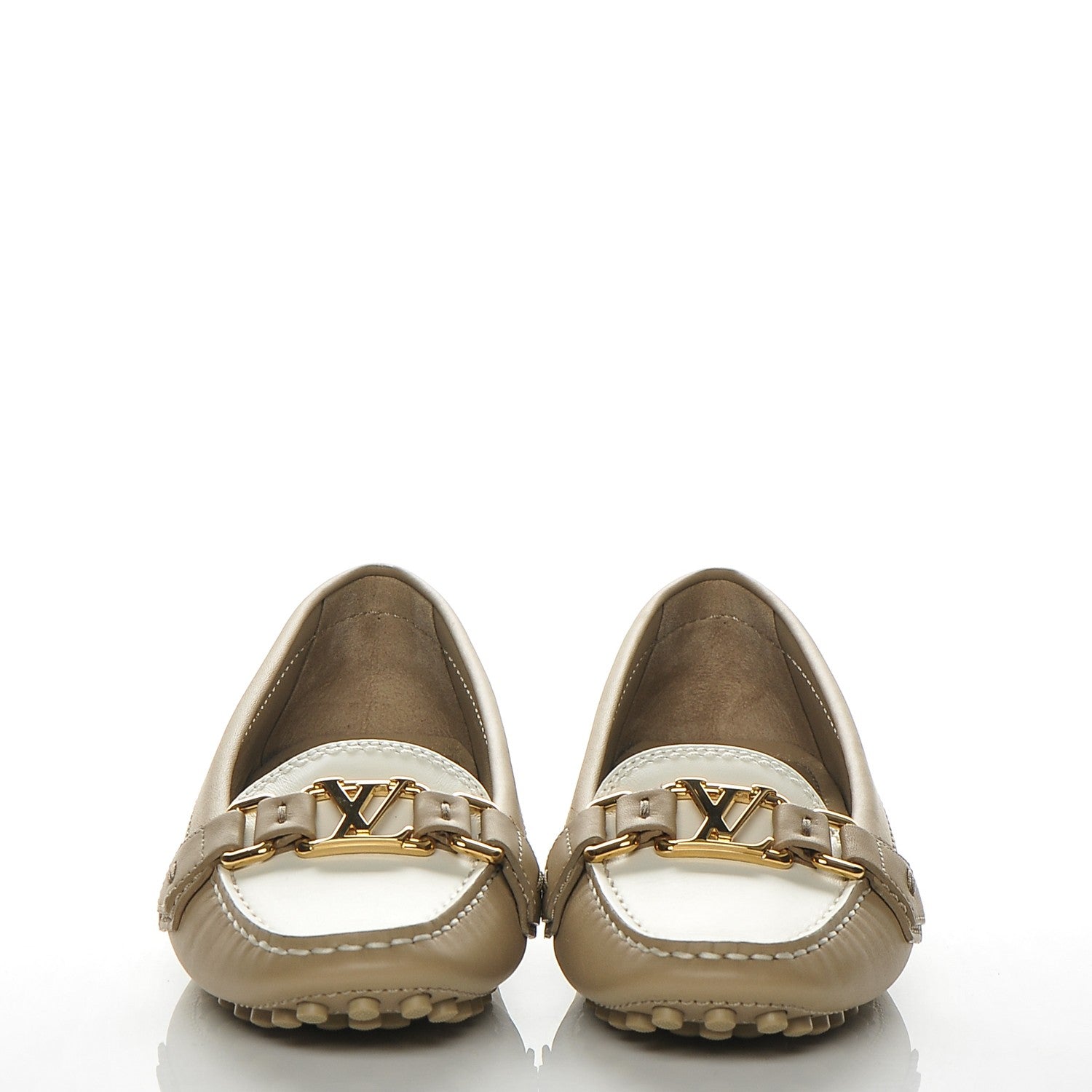 Louis Vuitton Calfskin Oxford Loafers 36 Beige White 2 of 8