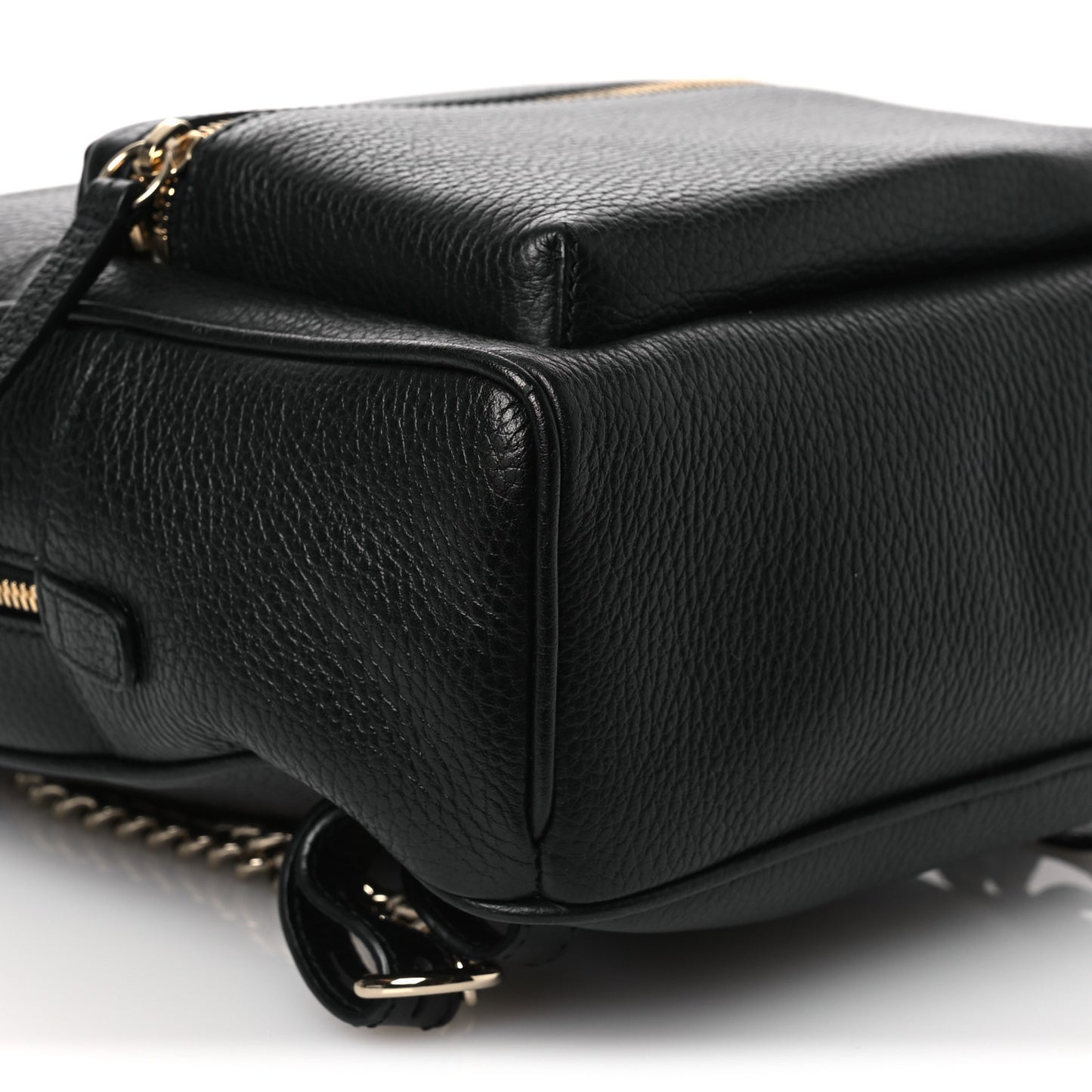 Pebbled Calfskin Soho Chain Backpack Black