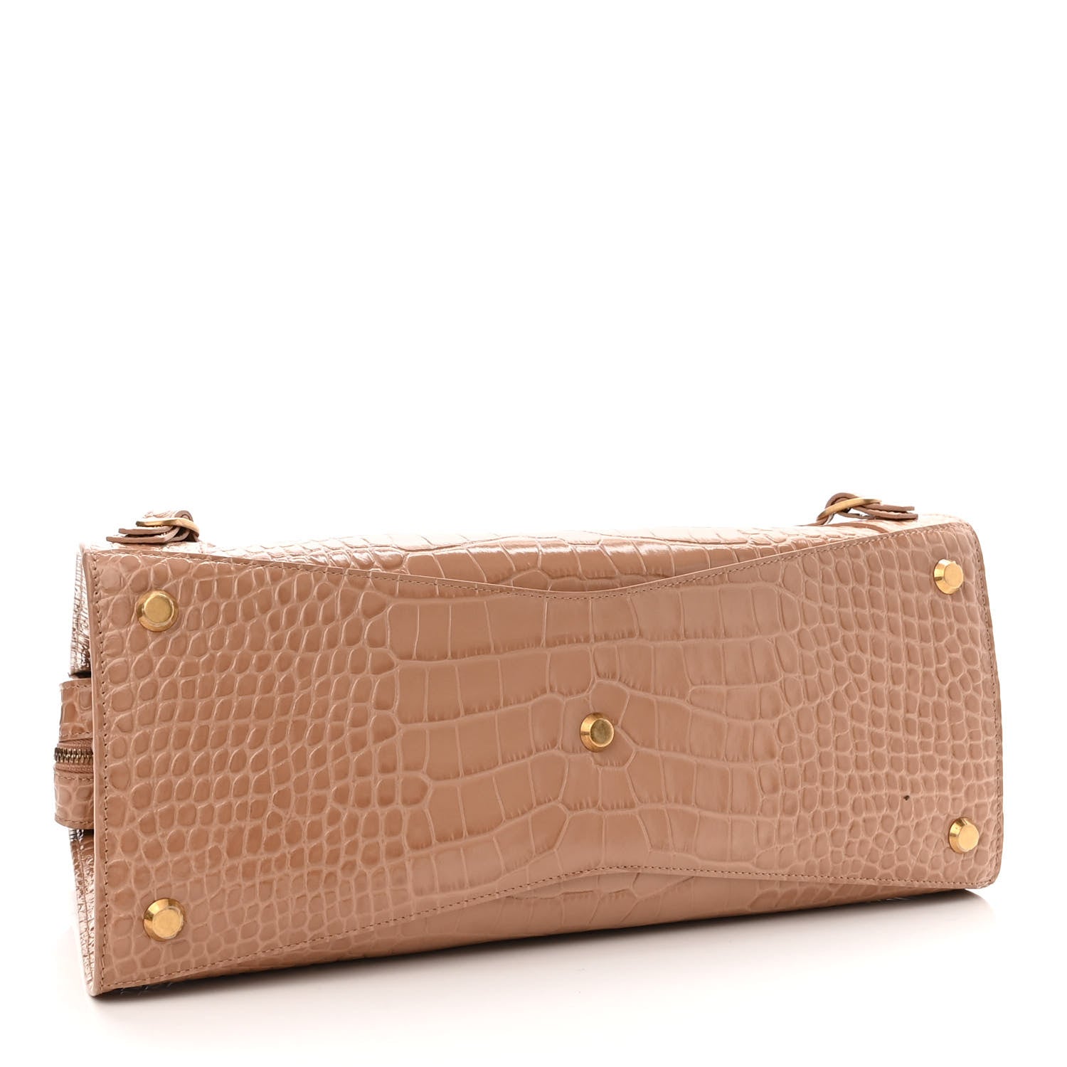 Balenciaga Shiny Supple Calfskin Crocodile Embossed Neo Classic Gold Hardware City Nude Beige 4 of 9