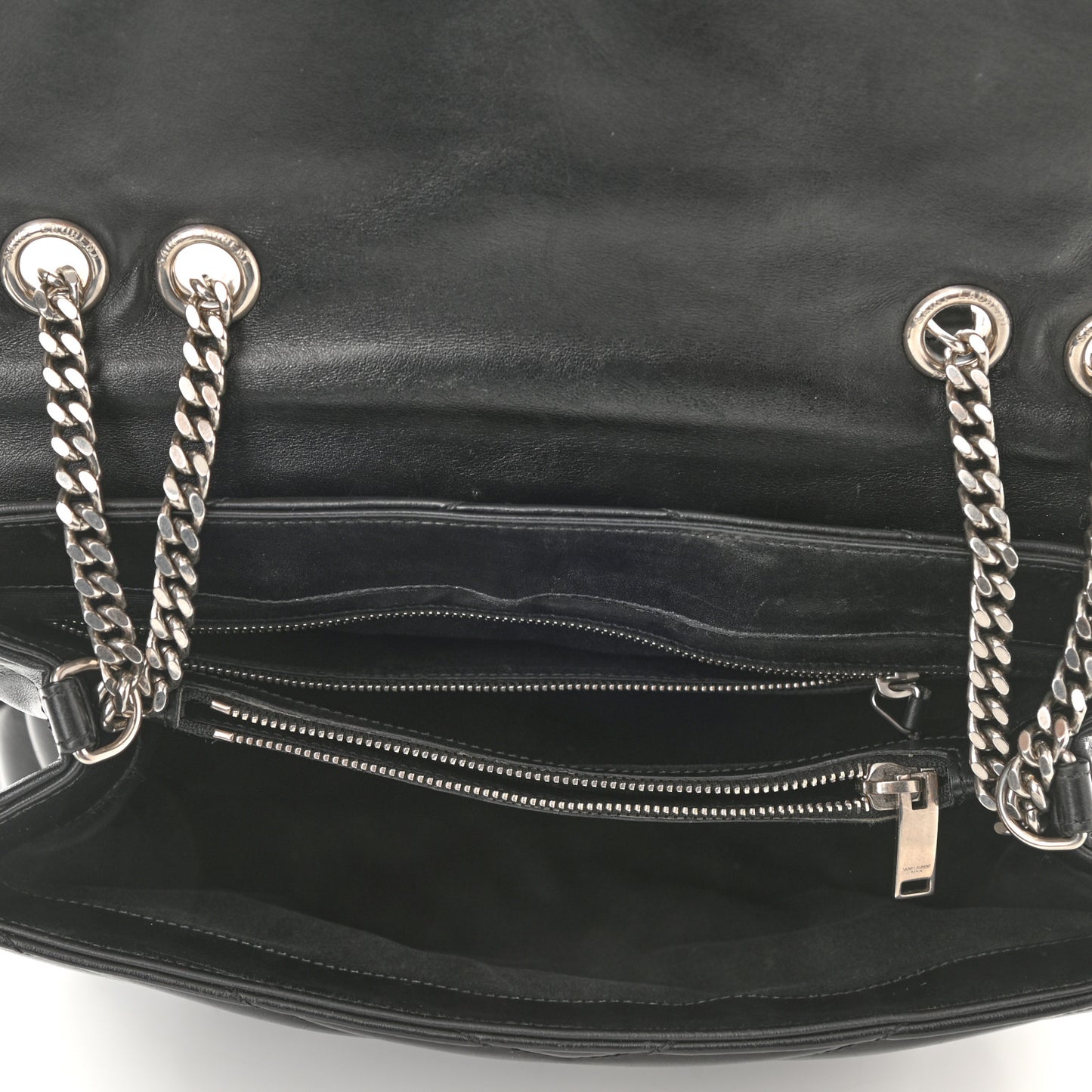 Calfskin Y Quilted Monogram Medium Loulou Satchel Black
