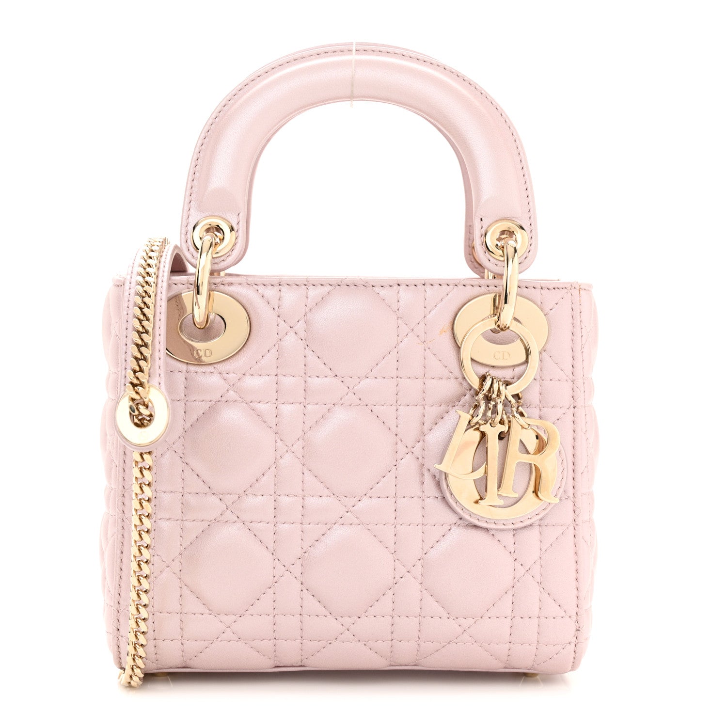 Christian Dior Metallic Lambskin Cannage Mini Lady Dior Lotus 1 of 12