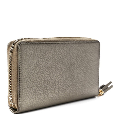 Gucci Metallic Pebbled Calfskin Soho Zip Around Wallet Golden Beige 3 of 10