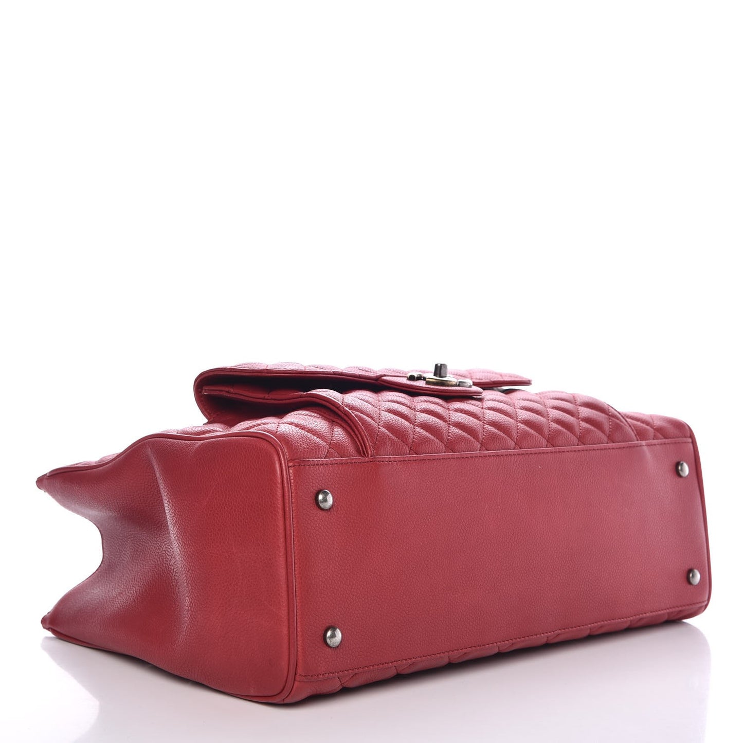 Caviar Quilted Large Casual Pocket Tote Red