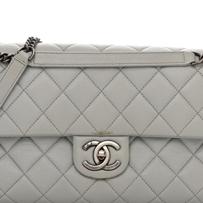 Chanel Shiny Lambskin Quilted Large Burgundy Rocks Flap Light Grey 8 of 15
