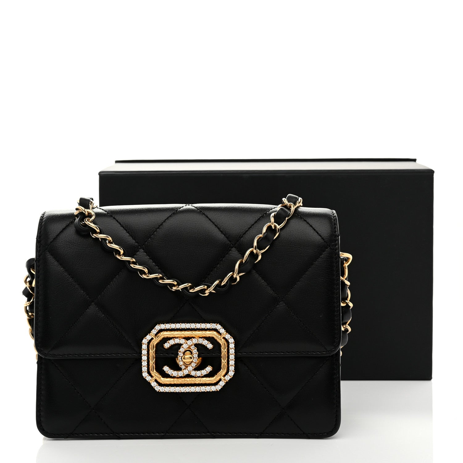 Chanel Calfskin Strass Quilted Mini Flap Black 11 of 11