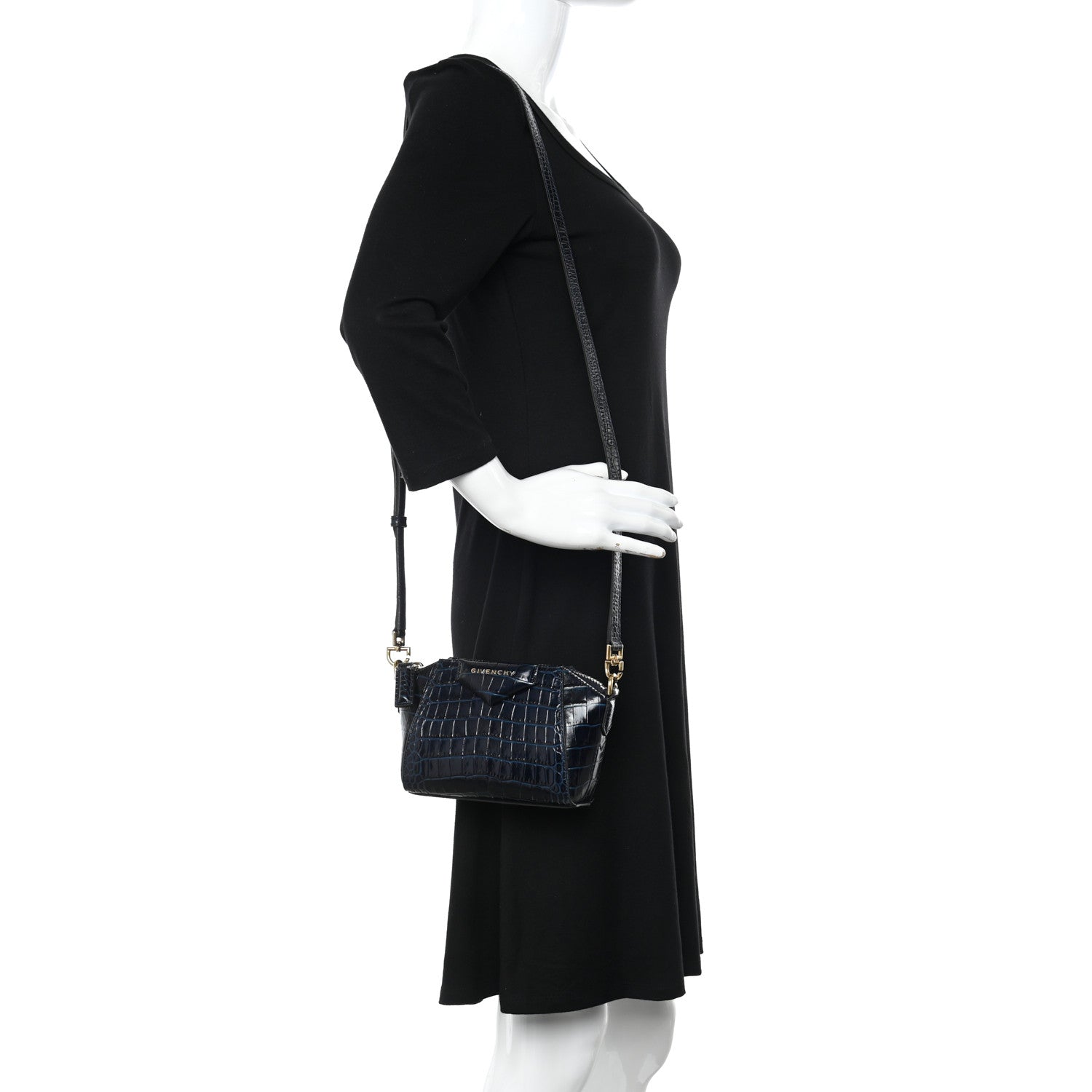 Givenchy Calfskin Crocodile Embossed Nano Antigona Navy 2 of 9