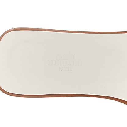 Hermes Box Calfskin Oran Sandals 37.5 White 7 of 9