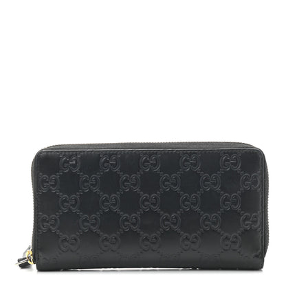 Gucci Guccissima Signature Zip Around Wallet Black 1 of 7