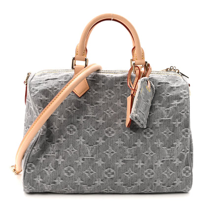 Louis Vuitton Monogram Denim Speedy Soft 30 Washed Gray 1 of 9