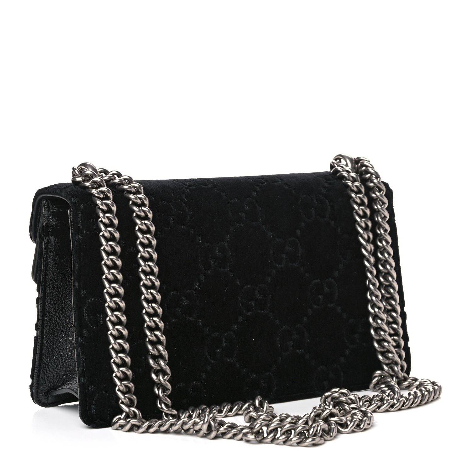 Gucci Velvet Skipper Crystal GG Monogram Small Dionysus Shoulder Bag Black Black Diamond 3 of 12