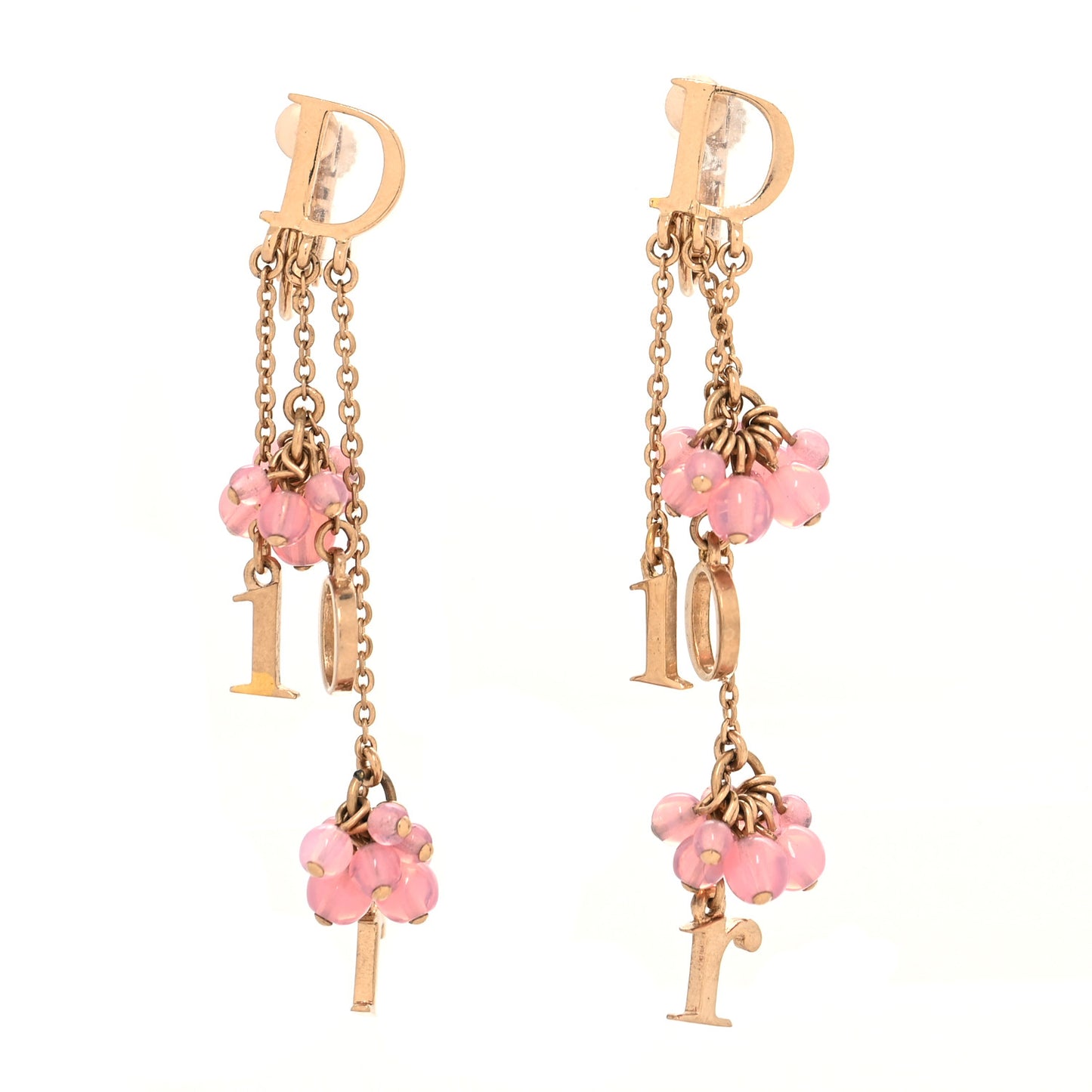 Bead Logo Drop Earrings Pink