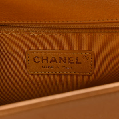 Chanel Metallic Calfskin Quilted New Medium Boy Flap Dark Gold 6 of 10