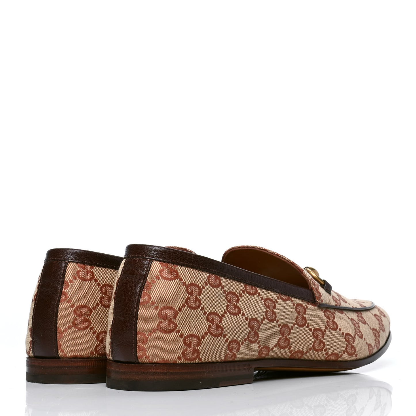Canvas GG Monogram Horsebit Mens Jordaan Loafers 9 Beige Ruggine Light Brown