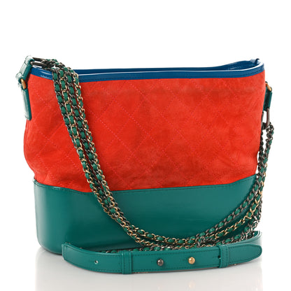 Chanel Suede Calfskin Quilted Medium Gabrielle Hobo Orange Green Blue 3 of 9
