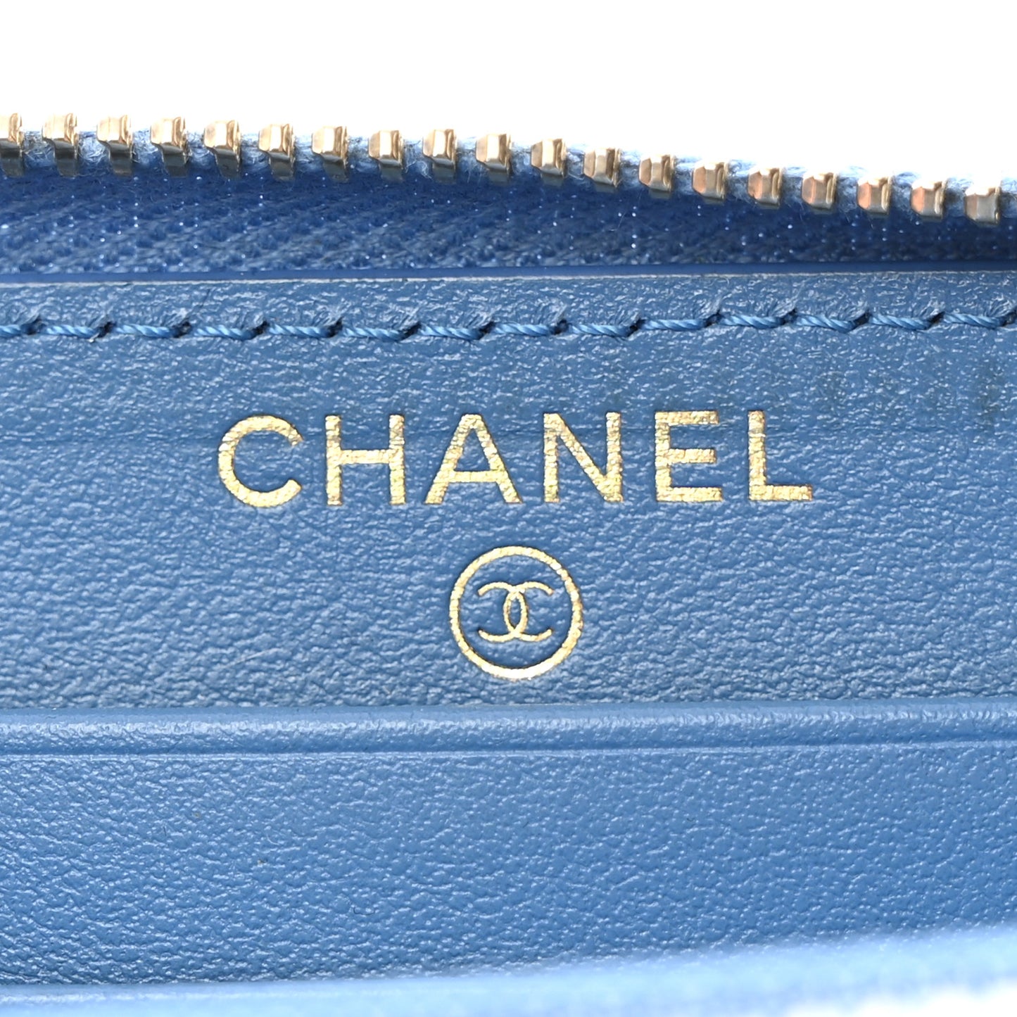 Caviar Quilted Medium Filigree Zip Around Wallet Dark Blue