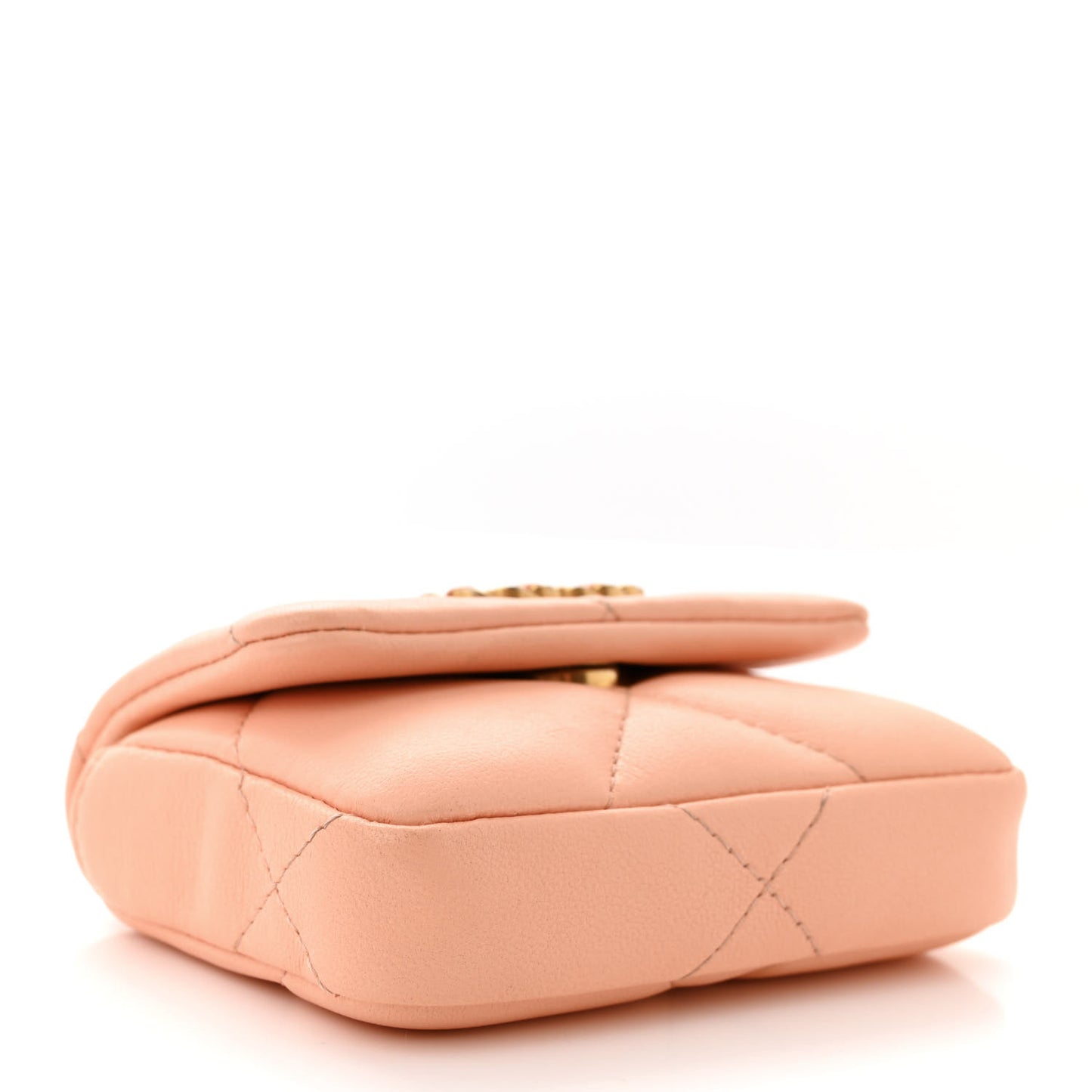 Lambskin Quilted Chanel 19 Flap Belt Bag Light Orange
