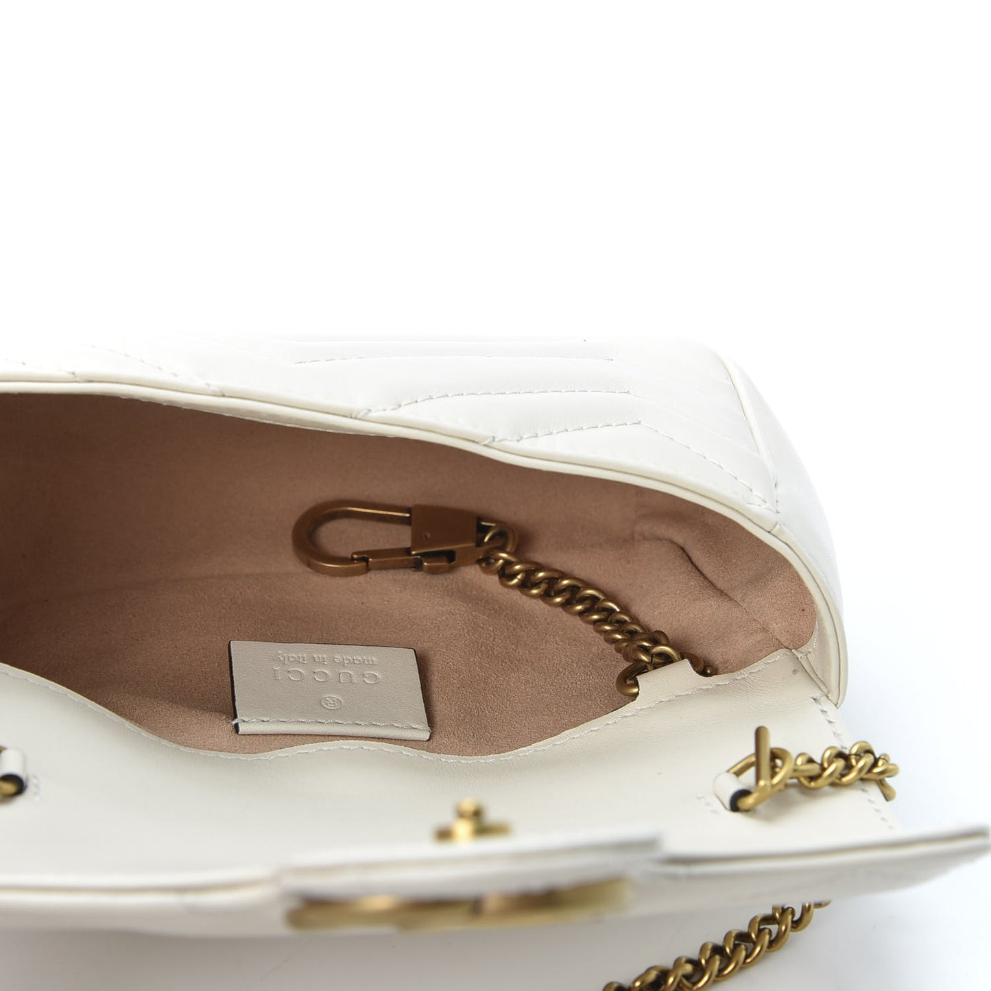 Calfskin Matelasse Super Mini GG Marmont Shoulder Bag White