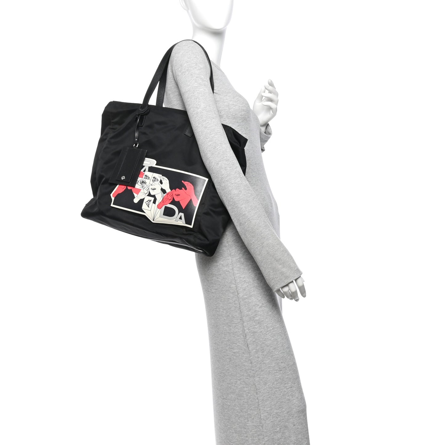 X JAMES JEAN Tessuto Nylon Patch Shopping Tote Black