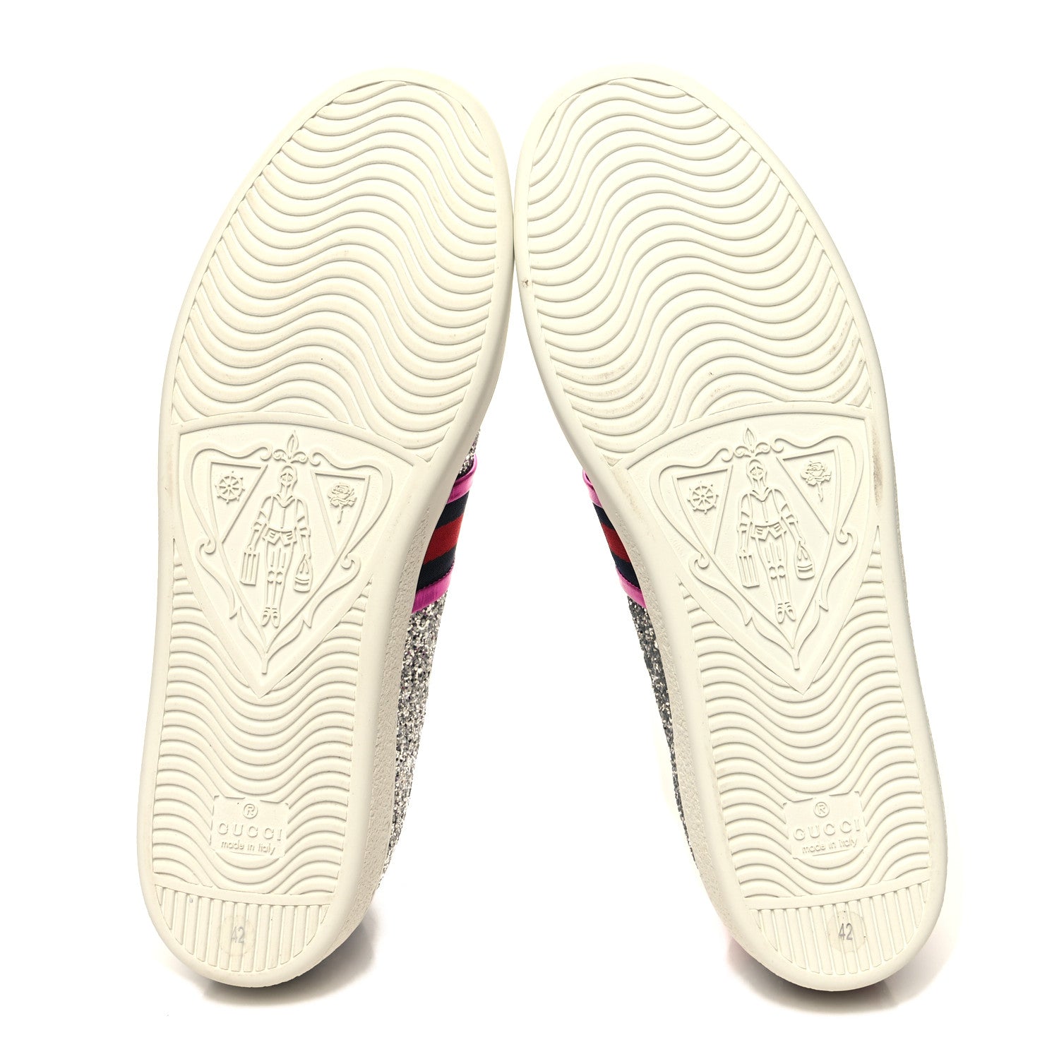 Gucci Glitter Web Ace Sneakers 42 Silver 5 of 8