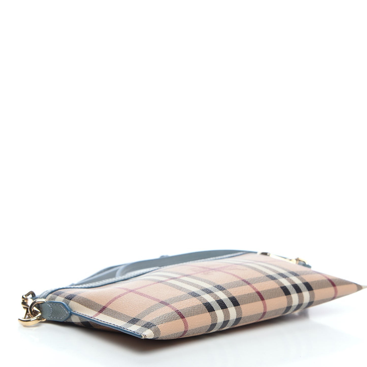 Haymarket Check Patent Small Peyton Crossbody Clutch Bag Celadon Blue