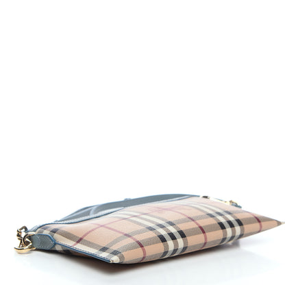 Burberry Haymarket Check Patent Small Peyton Crossbody Clutch Bag Celadon Blue 4 of 11