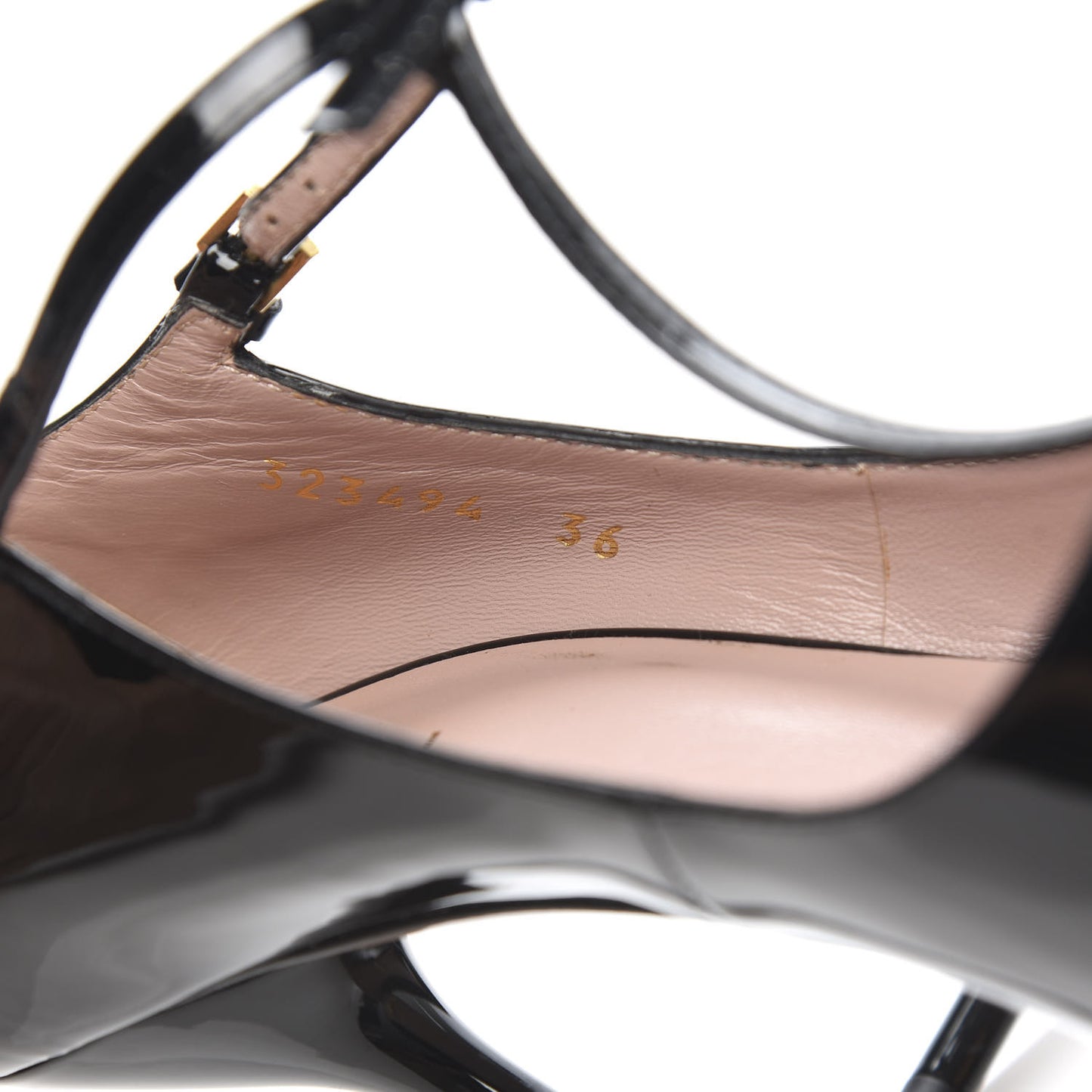 Patent Beverly T-Strap High Heel Pumps 36 Black