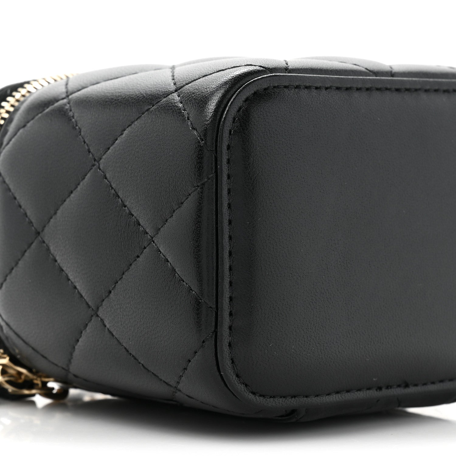 Chanel Lambskin Quilted Top Handle Mini Vanity Case With Chain Black 10 of 12