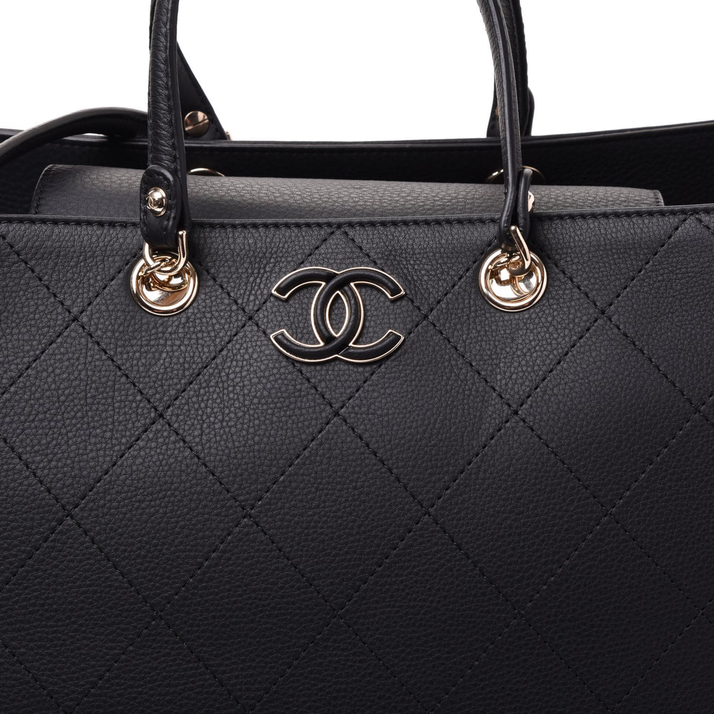 Bullskin Stitched Large Shopping Bag Black