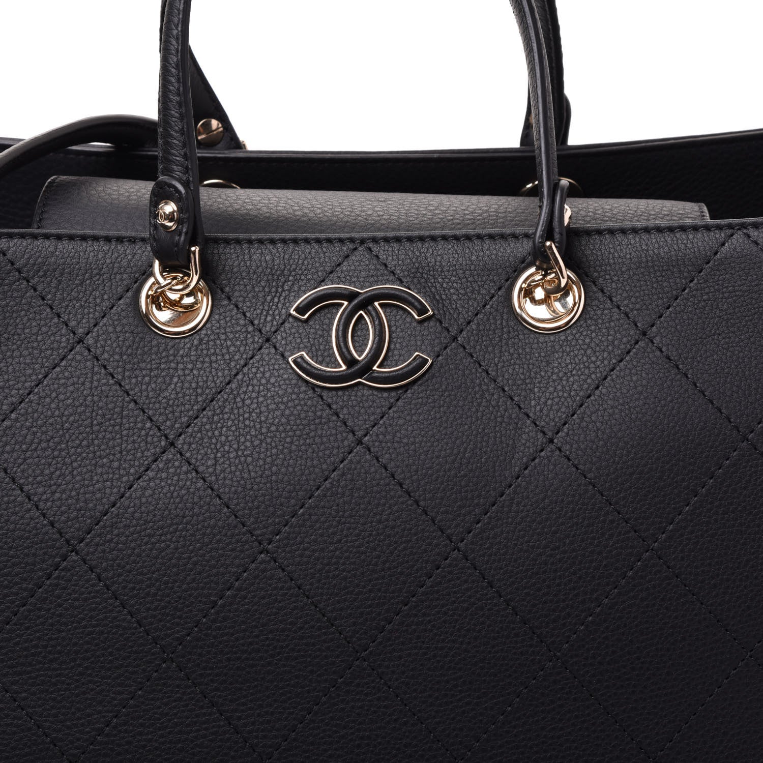 Chanel Bullskin Stitched Large Shopping Bag Black 11 of 12
